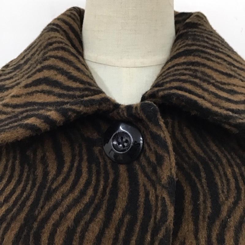スライ SLY コート コート一般 030EAR30-6410 SOUTIEN COLLAR COAT FREE アニマル柄 茶 / ブラウン / X 黒 / ブラック / レディース USED 古着 中古 10119633