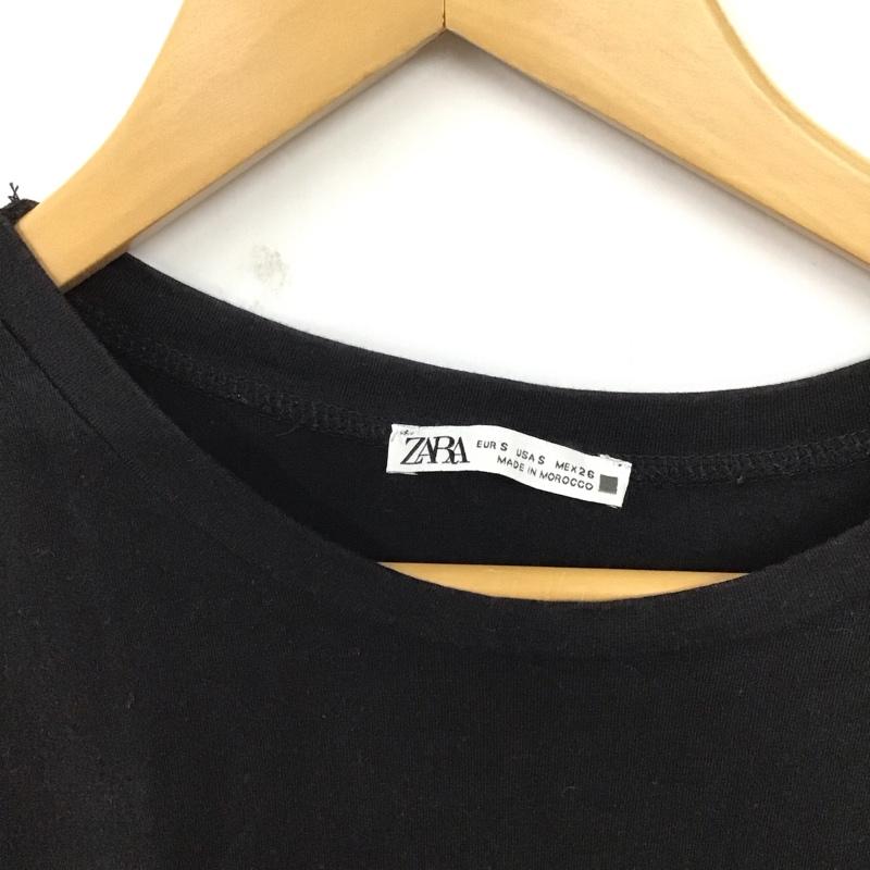 ザラ ZARA カットソー 半袖 S 無地 黒 / ブラック / レディース USED 古着 中古 10129397