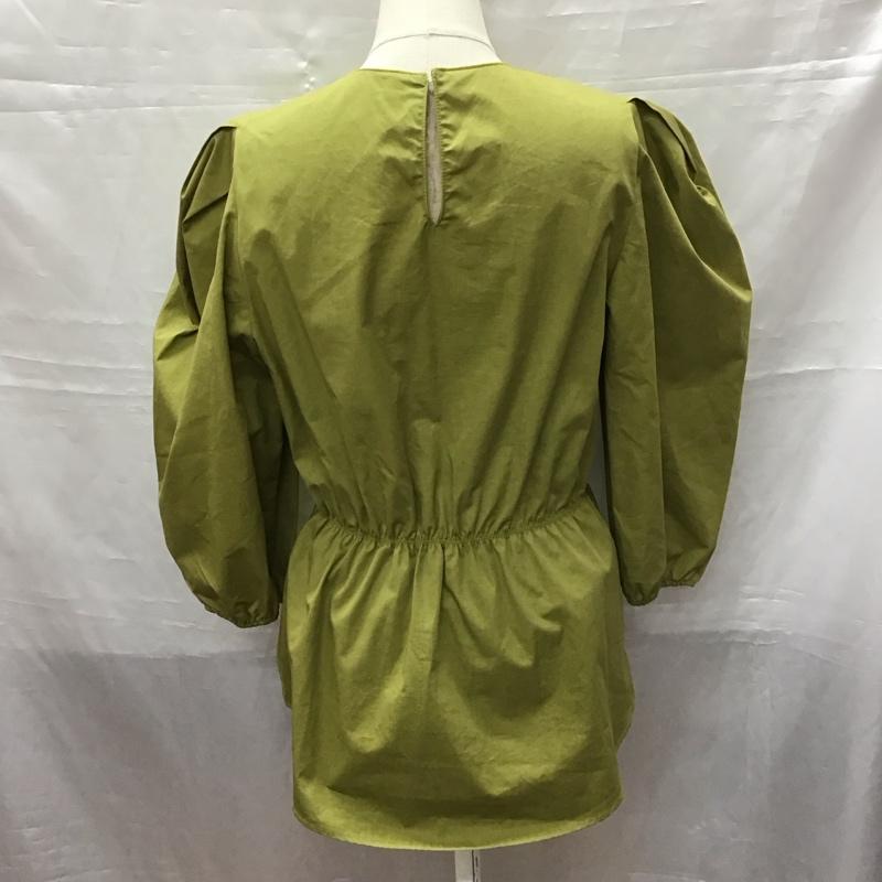 ザラ ZARA カットソー 七分袖 ペプラム パフスリーブ S 無地 カーキ / カーキ / レディース USED 古着 中古 10115874