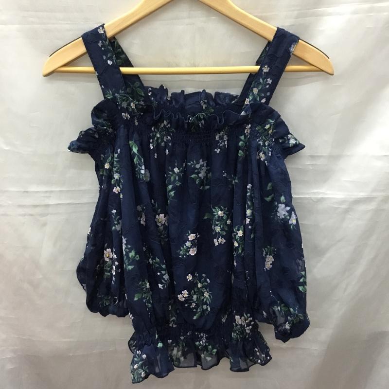 マジェスティックレゴン MAJESTIC LEGON カットソー 半袖 1085032900 オープンショルダーブラウス S 花柄 紺 / ネイビー / レディース USED 古着 中古 10118188
