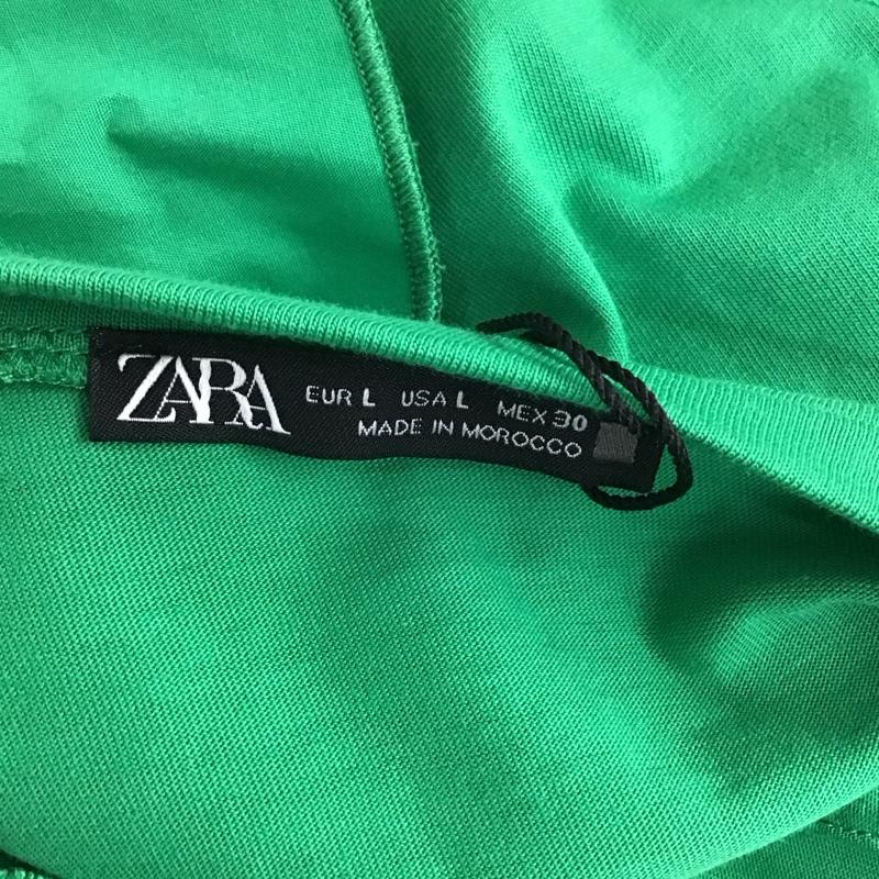 ザラ ZARA カットソー 半袖 5644 002 500 フリル袖 Vネック L 無地 緑 / グリーン / レディース USED 古着 中古 10119381