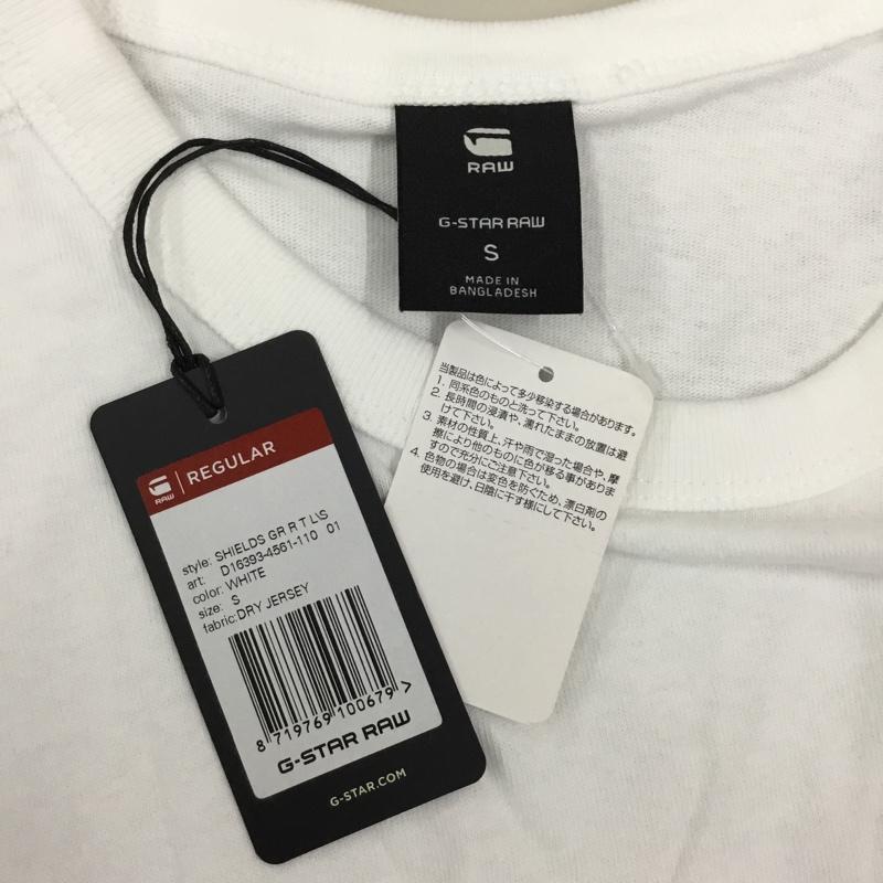 ジースターロゥ G-STAR RAW カットソー 長袖 長袖カットソー クルーネックカットソー ロングスリーブカットソー プリントTシャツ S ロゴ、文字 白 / ホワイト /  メンズ USED 古着 中古 10108775