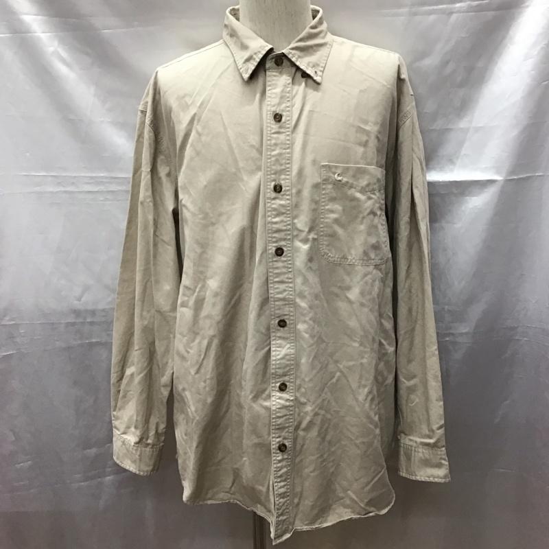 カーハート Carhartt シャツ、ブラウス 長袖 長袖シャツ カラーシャツ ポケットシャツ 長袖カットソー ボタンダウンシャツ XL ロゴ、文字 ベージュ / ベージュ /  メンズ USED 古着 中古 10111807