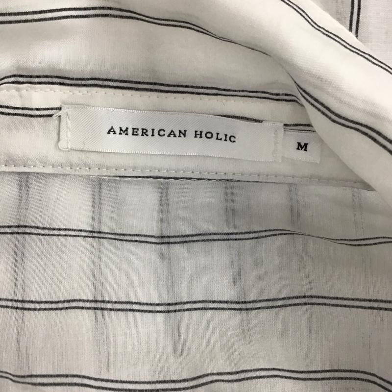 アメリカンホリック AMERICAN HOLIC シャツ、ブラウス 長袖 長袖シャツ カラーシャツ ポケットシャツ 長袖カットソー ストライプシャツ M ストライプ 白 / ホワイト / レディース USED 古着 中古 10117311
