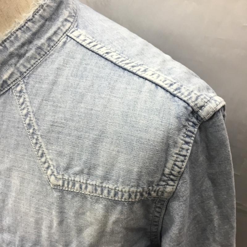 レミ レリーフ REMI RELIEF シャツ、ブラウス 長袖 長袖シャツ ノーカラーシャツ ポケットシャツ 長袖カットソー デニムシャツ L 無地 インディゴ / インディゴ /  メンズ USED 古着 中古 10109431
