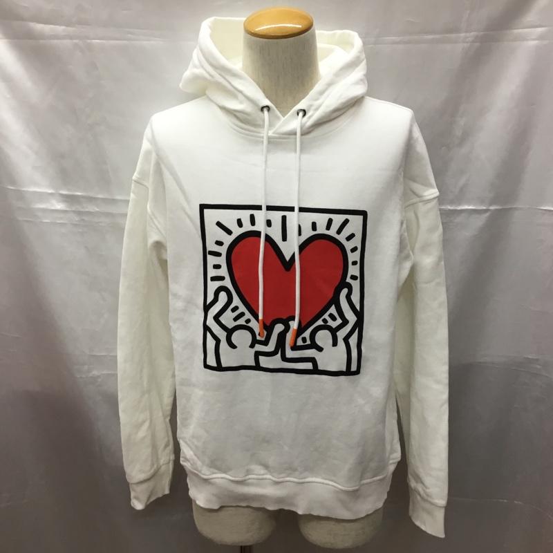 キースへリング Keith Haring パーカー 長袖 長袖パーカー フード付きパーカー プリントスウェット トレーナー M プリント 白 / ホワイト / メンズ USED 古着 中古 10108442