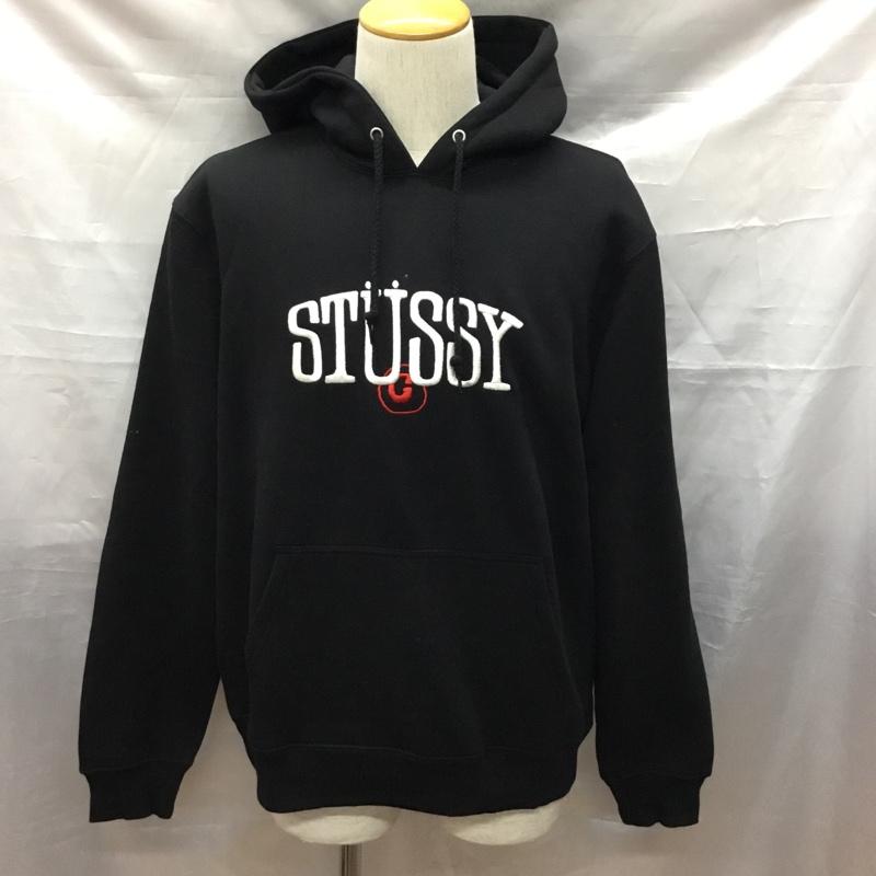 ステューシー STUSSY パーカー 長袖 長袖パーカー フード付きパーカー プリントスウェット トレーナー M ロゴ、文字 黒 / ブラック /  メンズ USED 古着 中古 10117092