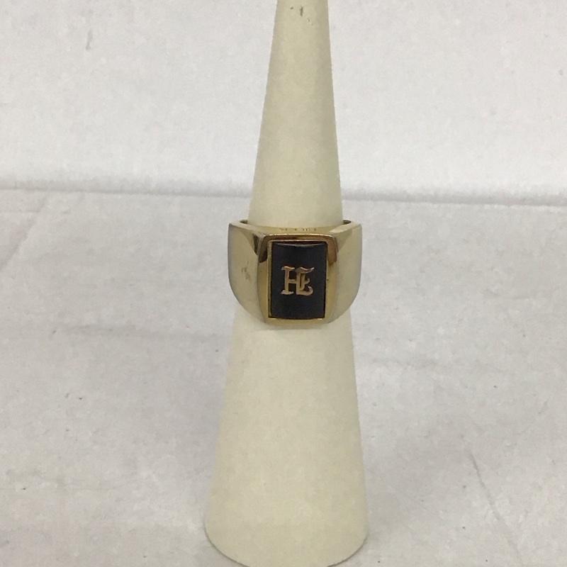 ハフ HUF アクセサリー 指輪 BLACKLETTER GOLD RING 22号 ロゴ、文字 黒 / ブラック / X 金 / ゴールド / メンズ USED 古着 中古 10132119