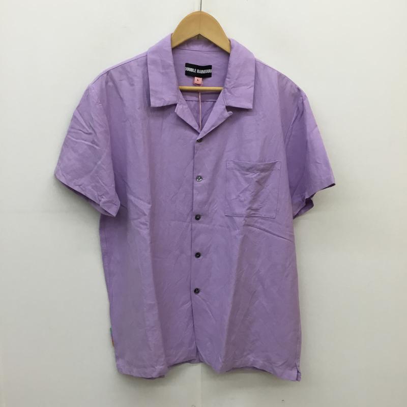 ダブルレインボー DOUBLE RAINBOUU シャツ、ブラウス 半袖 レーヨン リネン 半そでシャツ L 紫 / パープル / メンズ USED 古着 中古 10055433
