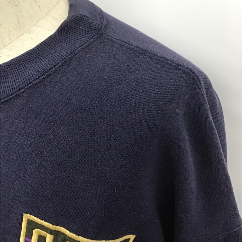 ジャンスポーツ JANSPORT トレーナー 長袖 長袖トレーナー 刺繍スウェット 長袖カットソー クルーネック 90s XL ロゴ、文字 紺 / ネイビー / メンズ USED 古着 中古 10105599