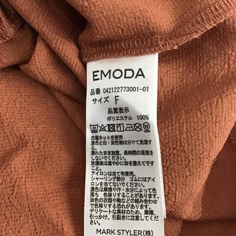 エモダ EMODA カットソー 半袖 042122773001-01 フロントギャザートップ FREE 無地 橙 / オレンジ / レディース USED 古着 中古 10121092