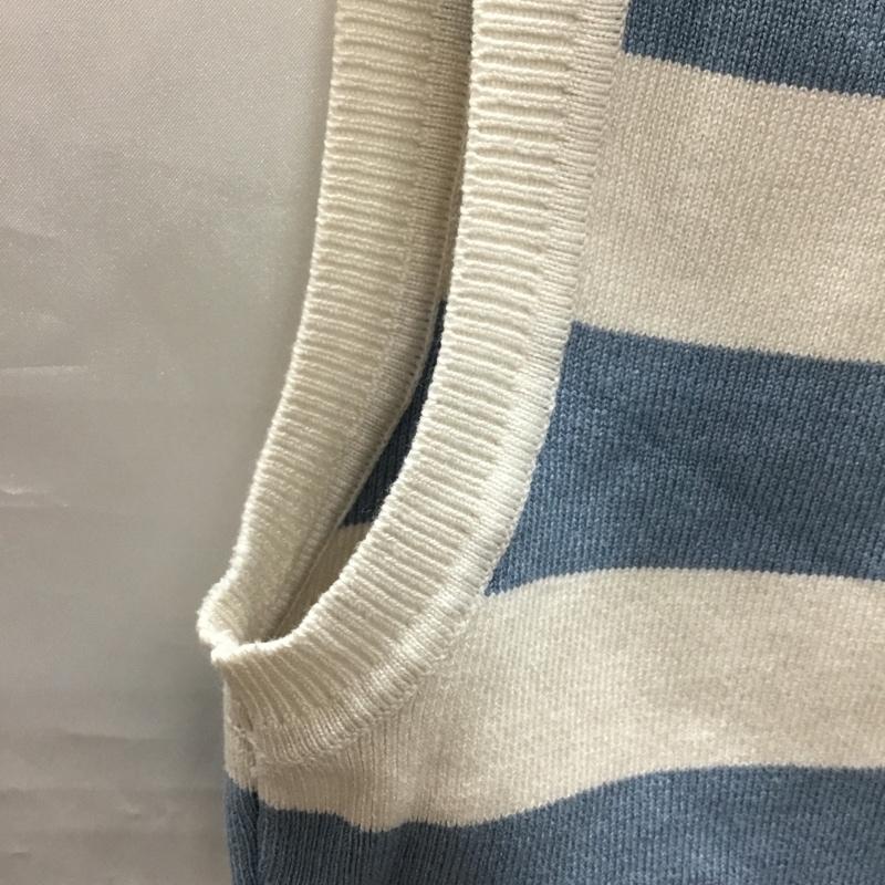 ザラ ZARA タンクトップ タンクトップ 3519 030 080 クロップド丈 ニット M ボーダー柄 アイボリー / アイボリー / X 水色 / ライトブルー / レディース USED 古着 中古 10118999