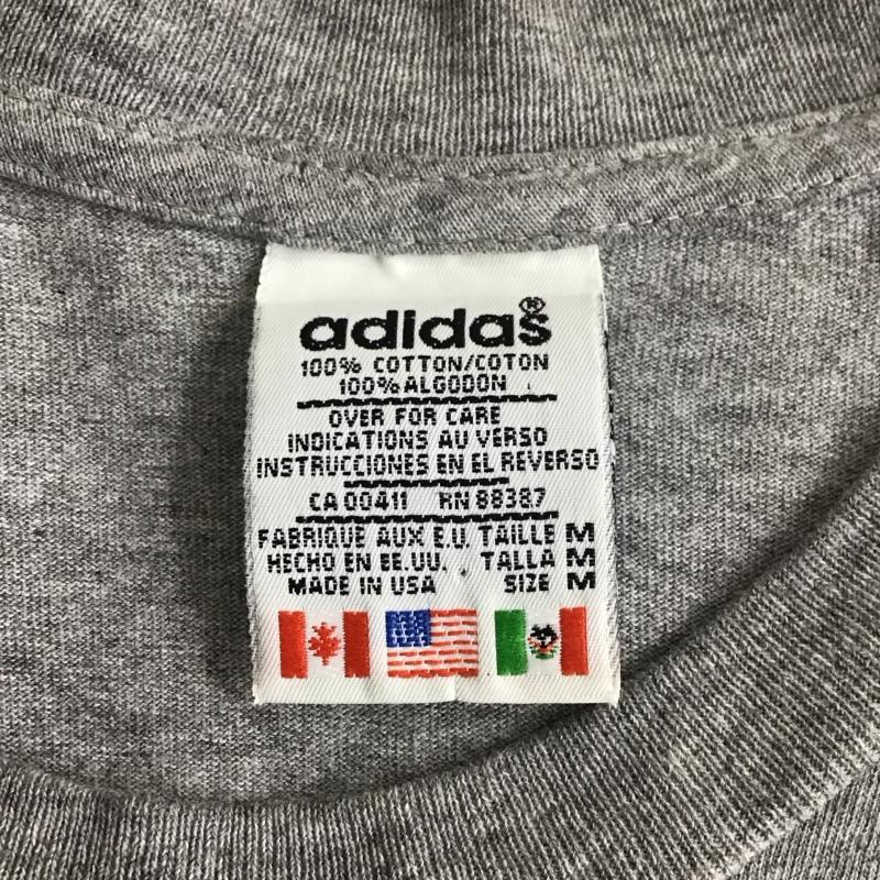 アディダス adidas Tシャツ 半袖 半袖カットソー プリントTシャツ クルーネックカットソー スポーツウェア 80S USA製 万国タグ M ロゴ、文字 灰 / グレー / メンズ USED 古着 中古 10110338