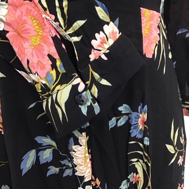 ザラ ZARA ワンピース ロングスカート 3198 240 800 シャツワンピース 長袖 S 花柄 黒 / ブラック / レディース USED 古着 中古 10112651