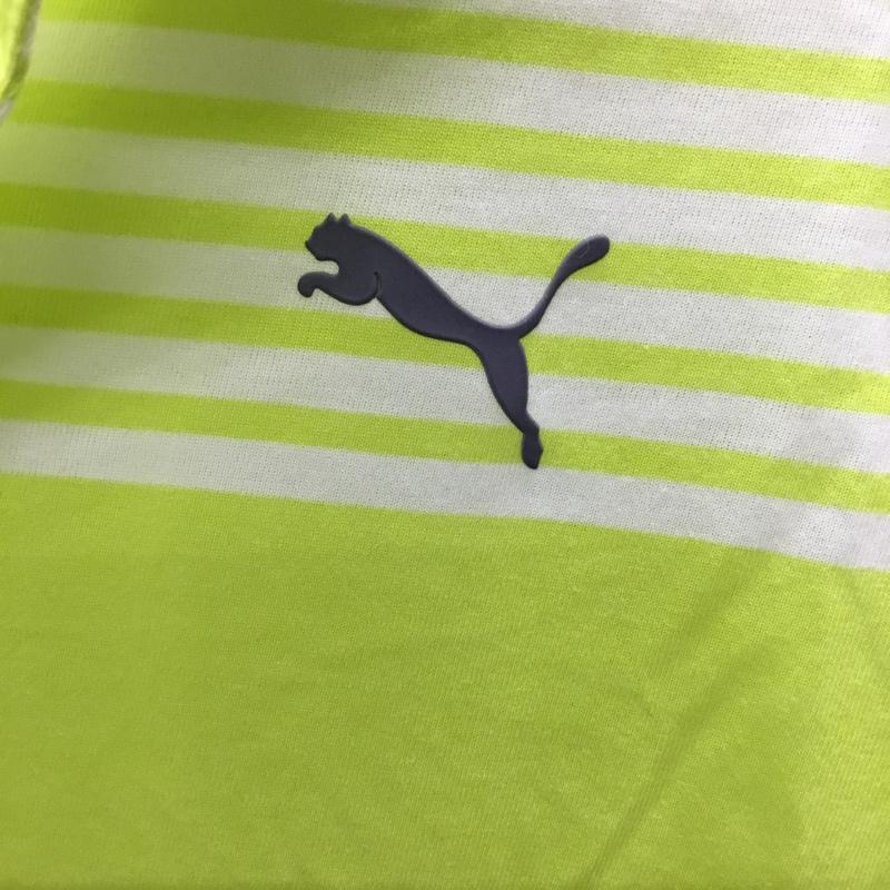 プーマ PUMA ポロシャツ 半袖 スポーツウェア M ワンポイント 黄緑 / イエローグリーン / X 白 / ホワイト / メンズ USED 古着 中古 10119307
