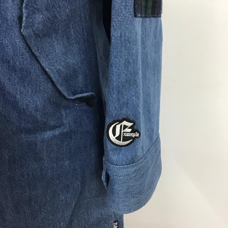 イグザンプル EXAMPLE コート コート一般 DENIM MOD COAT ライトオンス チェック L ワンポイント 青 / ブルー / メンズ USED 古着 中古 10106925