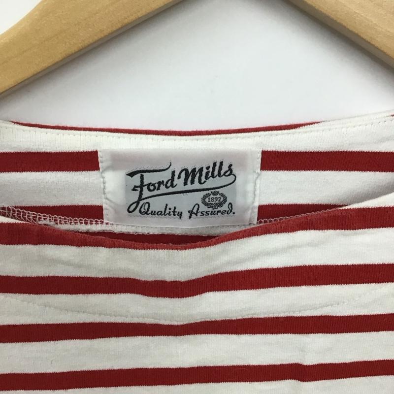 フォードミルズ FORDMILLS カットソー 七分袖 M ボーダー柄 白 / ホワイト / X 赤 / レッド / レディース USED 古着 中古 10131562