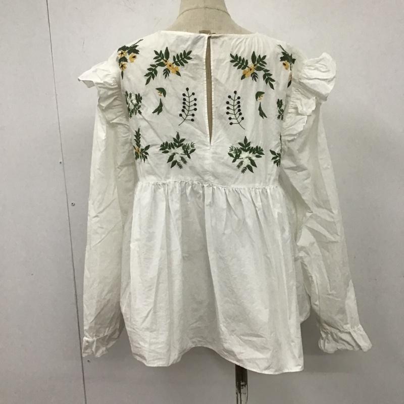 ザラ ZARA カットソー 長袖 7521 001 250 肩フリル M 刺繍 白 / ホワイト /  レディース USED 古着 中古 10107149