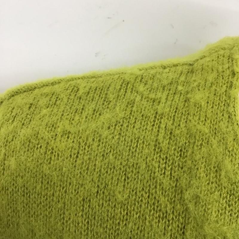 ビームス BEAMS カーディガン 長袖 ウール モヘヤ M 無地 黄緑 / イエローグリーン / メンズ USED 古着 中古 10123316