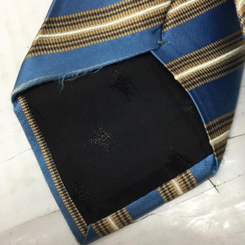 バーバリーブラックレーベル BURBERRY BLACK LABEL ネクタイ ネクタイ 絹 シルク ストライプ 水色 / ライトブルー / X ベージュ / ベージュ / X 白 / ホワイト / メンズ USED 古着 中古 10110628