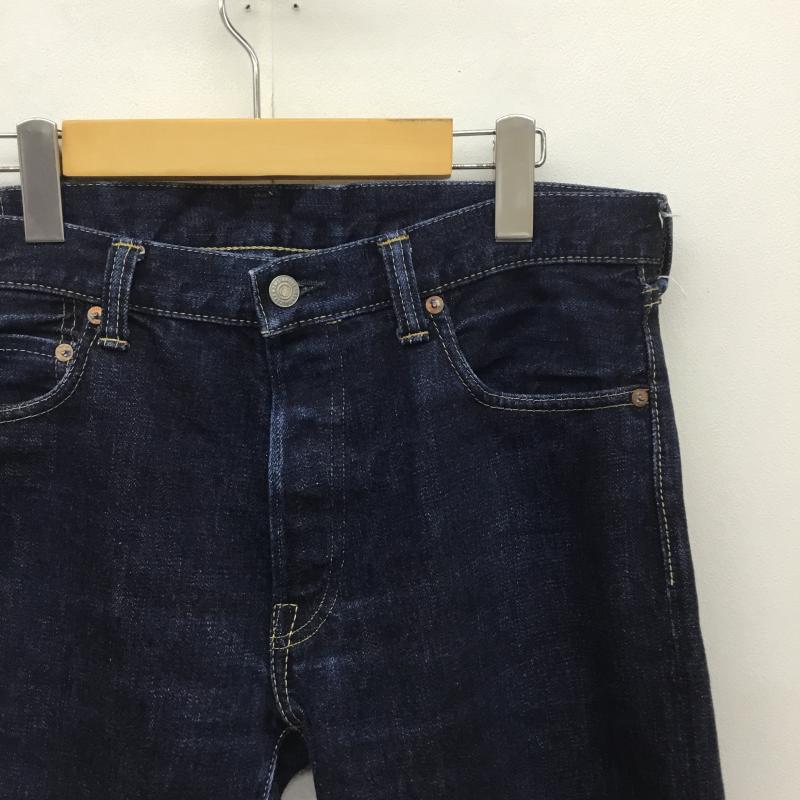 桃太郎ジーンズ MOMOTARO JEANS パンツ デニム、ジーンズ 0705SP 出陣 LABEL タイト ストレート デニム パンツ 34インチ 無地 X ボーダー柄 インディゴ / インディゴ / メンズ USED 古着 中古 10128835
