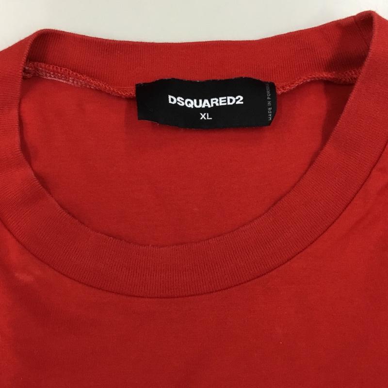 ディースクエアード DSQUARED2 Tシャツ 半袖 半袖カットソー プリントTシャツ クルーネックカットソー XL ロゴ、文字 赤 / レッド /  メンズ USED 古着 中古 10108946