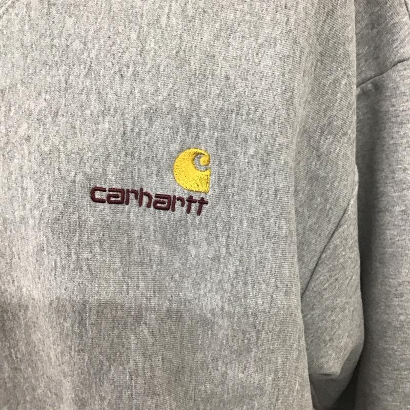 カーハート Carhartt トレーナー 長袖 長袖トレーナー スウェット クルーネック リブスウェットカットソー L ロゴ、文字 灰 / グレー / メンズ USED 古着 中古 10107683