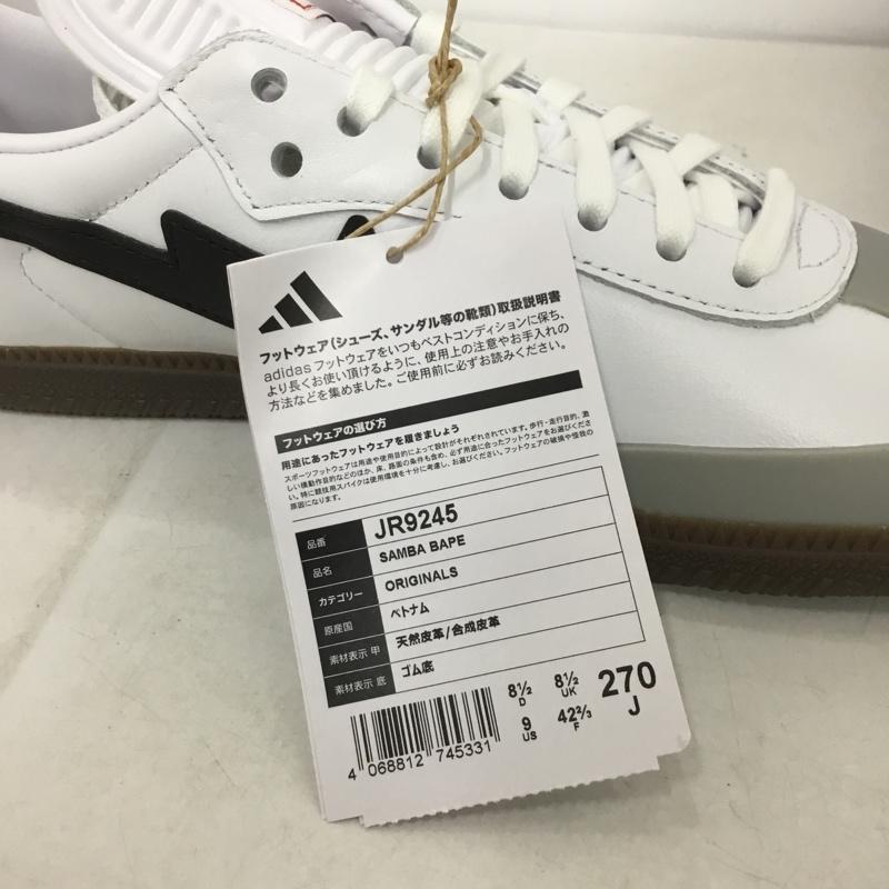 アディダス adidas スニーカー スニーカー JR9245 SAMBA BAPE A BATHING APE 27cm 箱有 27.0cm ロゴ、文字 白 / ホワイト / X 黒 / ブラック / X 灰 / グレー / メンズ USED 古着 中古 10138476