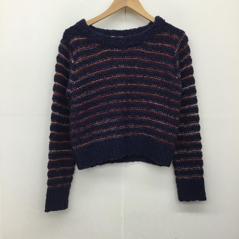 ダズリン dazzlin ニット、セーター 長袖 FREE ボーダー柄 紺 / ネイビー / X 赤 / レッド / レディース USED 古着 中古 10138996
