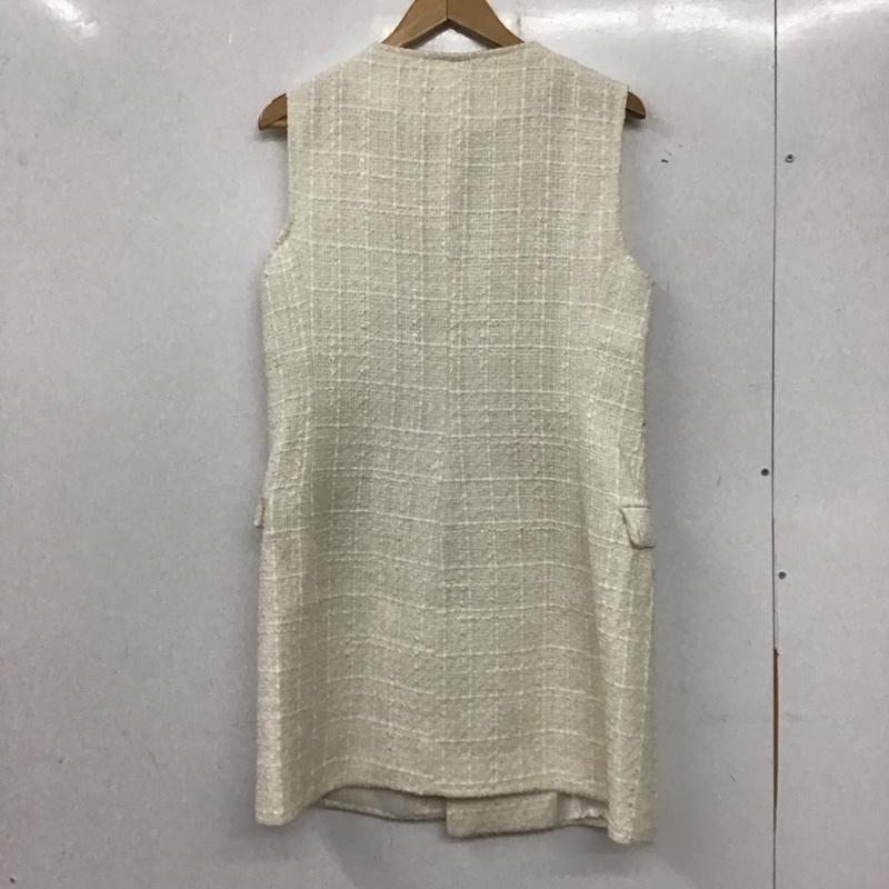 ザラ ZARA ベスト ベスト 2997 220 251 ロング丈 M チェック 白 / ホワイト / レディース USED 古着 中古 10139115