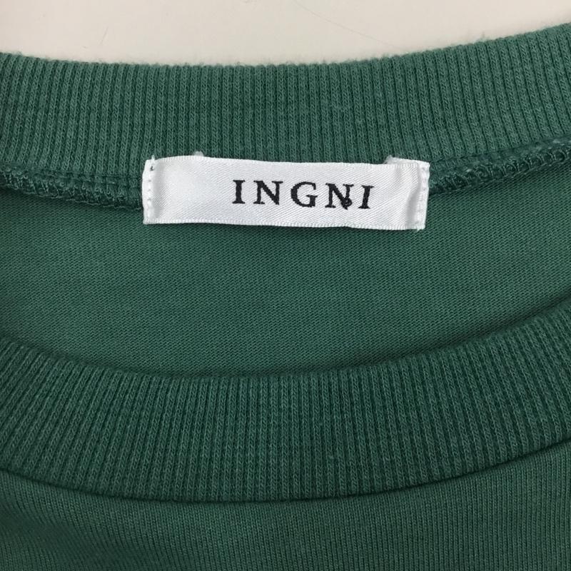 イング INGNI Tシャツ 半袖 1221-100125-00 カレッジTシャツ クルーネック M ロゴ、文字 緑 / グリーン / レディース USED 古着 中古 10115557