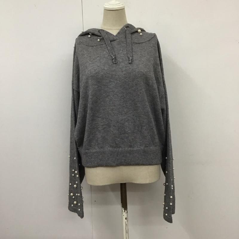 ザラ ZARA パーカー 長袖 6254 108 802 ニット プルオーバー パール M 無地 灰 / グレー / レディース USED 古着 中古 10119601