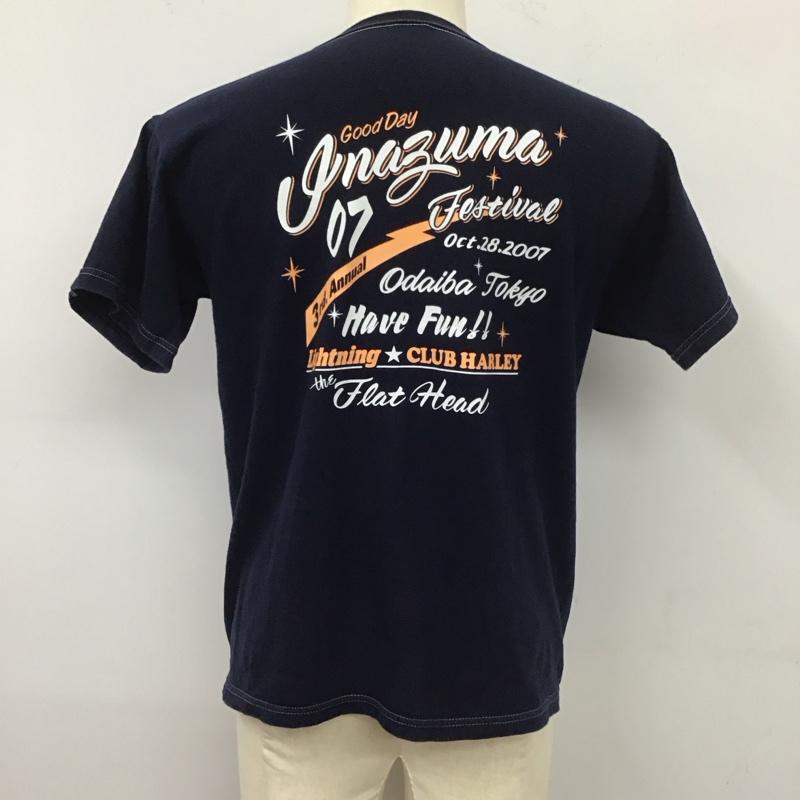 フラットヘッド The Flat Head Tシャツ 半袖 半袖カットソー プリントTシャツ クルーネックカットソー 38 ロゴ、文字 紺 / ネイビー /  メンズ USED 古着 中古 10113146