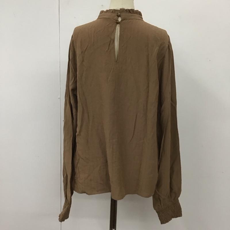 シップス SHIPS カットソー 長袖 803-11-0188 襟フリル スタンドカラー ストライプ 茶 / ブラウン /  レディース USED 古着 中古 10112647