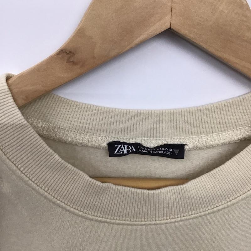 ザラ ZARA トレーナー 長袖 スウェット 裏起毛 L 無地 アイボリー / アイボリー / レディース USED 古着 中古 10138682