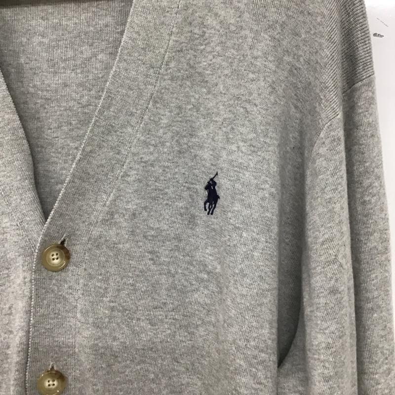 ポロラルフローレン POLO RALPH LAUREN カーディガン 長袖 長袖カーディガン 前ボタン ニットカーディガン L ロゴ、文字 灰 / グレー / メンズ USED 古着 中古 10137824