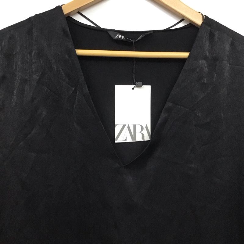 ザラ ZARA ワンピース ロングスカート 8532 762 800 Vネック サイドスリット XS 無地 黒 / ブラック / レディース USED 古着 中古 10139407