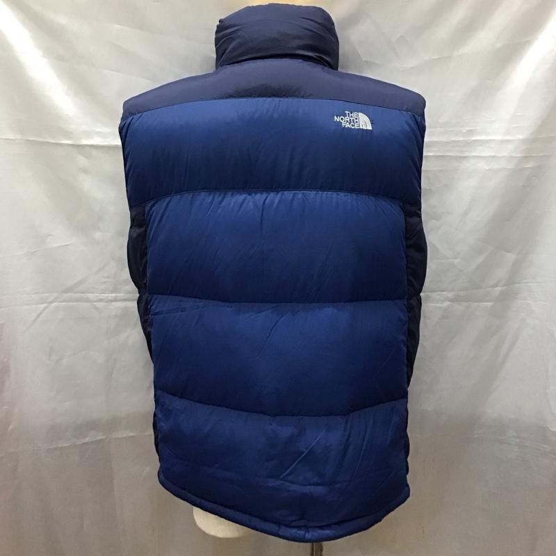 ザノースフェイス THE NORTH FACE ベスト ベスト ジップアップベスト ダウンベスト ノースリーブカットソー L ロゴ、文字 青 / ブルー / X 紺 / ネイビー / メンズ USED 古着 中古 10114388