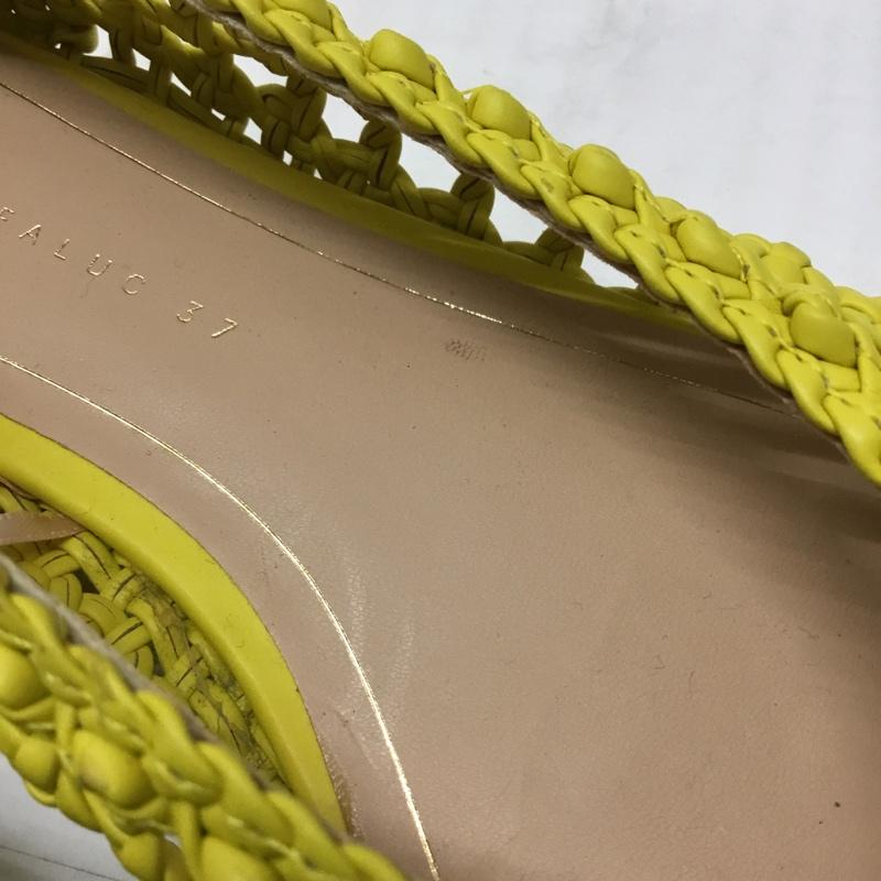 ザラ ZARA パンプス パンプス 3529 001 090 メッシュ 編み込み バレエシューズ 37 無地 黄 / イエロー / レディース USED 古着 中古 10111959