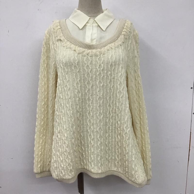 アクシーズファム axes femme ニット、セーター 長袖 長袖ニットカットソー ニット セーター クルーネックニット M 無地 白 / ホワイト / レディース USED 古着 中古 10107708