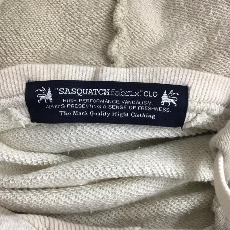 サスクワァッチファブリックス SASQUATCHfabrix. パーカー 半袖 半袖パーカー スウェットカットソー ダメージ加工 L 無地 白 / ホワイト /  メンズ USED 古着 中古 10112168