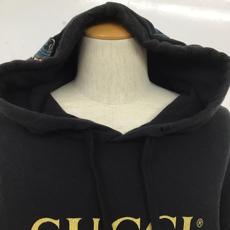 グッチ GUCCI パーカー 長袖 長袖パーカー フード付きパーカー プリントスウェット トレーナー M プリント 黒 / ブラック / メンズ USED 古着 中古 10110413