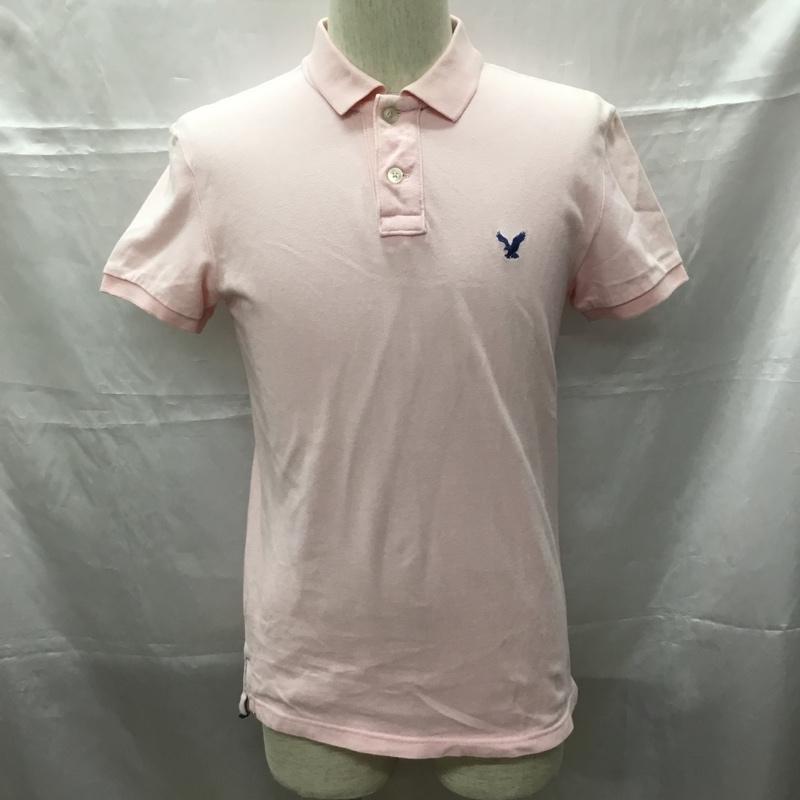 アメリカンイーグル AMERICANEAGLE ポロシャツ 半袖 半袖ポロシャツ カラーシャツ 半袖カットソー XS ロゴ、文字 桃 / ピンク / メンズ USED 古着 中古 10109299