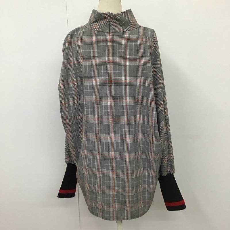 ザラウーマン ZARA WOMAN カットソー 長袖 4437 050 064 スタンドネック M チェック 黒 / ブラック / X 白 / ホワイト / X 赤 / レッド /  レディース USED 古着 中古 10113458