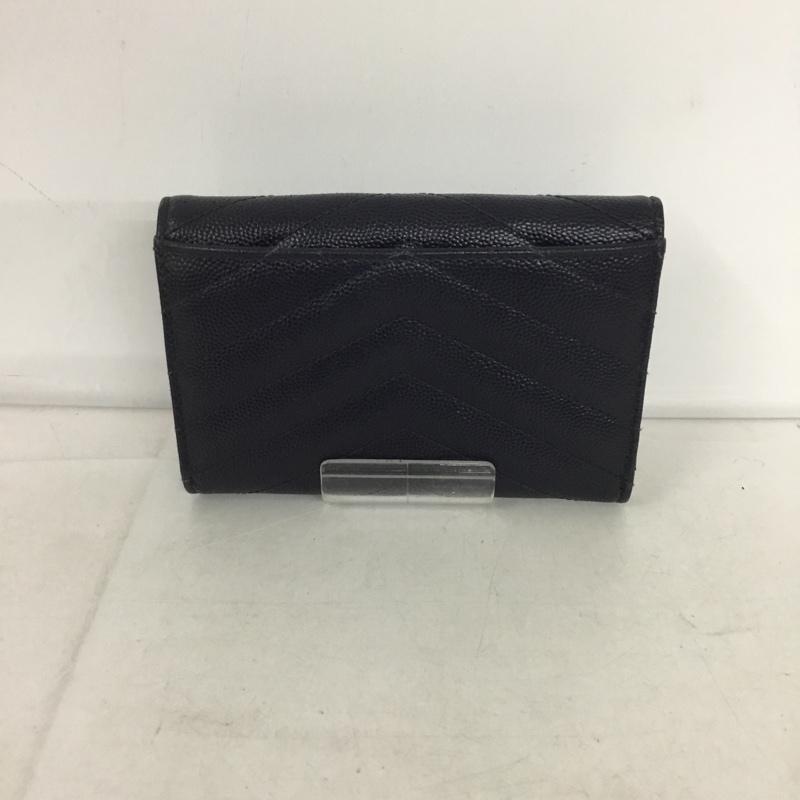 イヴサンローラン Yves Saint Laurent 財布 コンパクト財布 ミニウォレット YSL カードケース ロゴ、文字 紺 / ネイビー / レディース USED 古着 中古 10131947