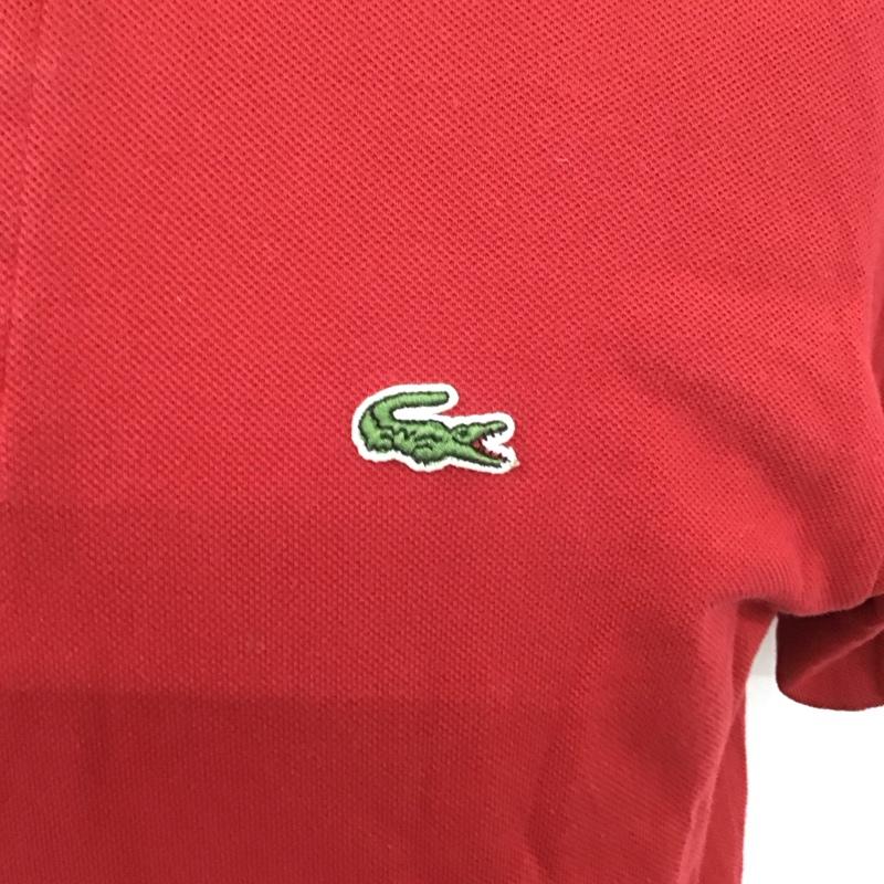 ラコステ LACOSTE ポロシャツ 半袖 半袖ポロシャツ カラーシャツ 半袖カットソー 80s フランス製 3 ロゴ、文字 赤 / レッド / メンズ USED 古着 中古 10106644