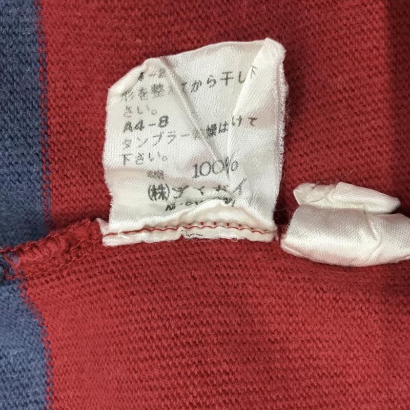 ポロバイラルフローレン Polo by RALPH LAUREN Tシャツ 半袖 クルーネック ワイドボーダー L ワンポイント 灰 / グレー / X 赤 / レッド / メンズ USED 古着 中古 10115686