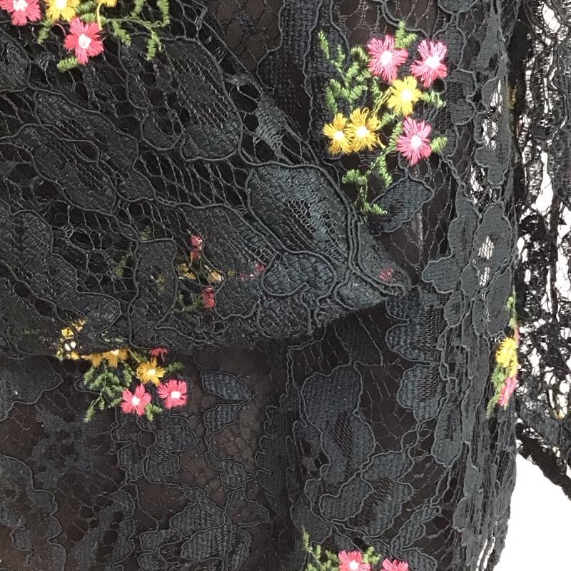 ザラ ZARA カットソー 七分袖 レース プルオーバー XS 刺繍 黒 / ブラック / レディース USED 古着 中古 10126484