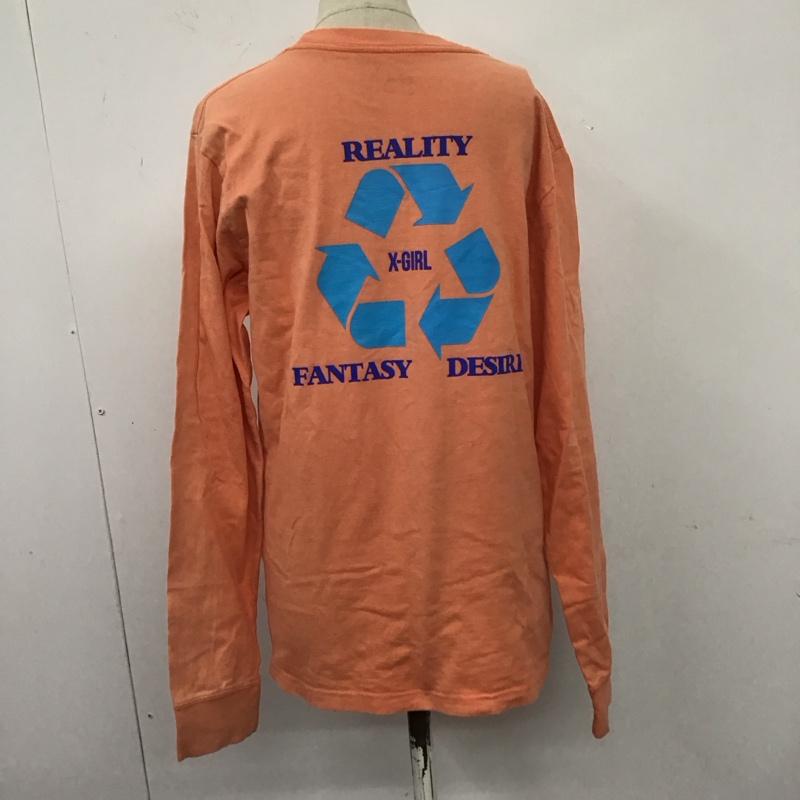 エックスガール X-girl Tシャツ 長袖 05184110 クルーネック バックプリント 1 ロゴ、文字 橙 / オレンジ / レディース USED 古着 中古 10109709