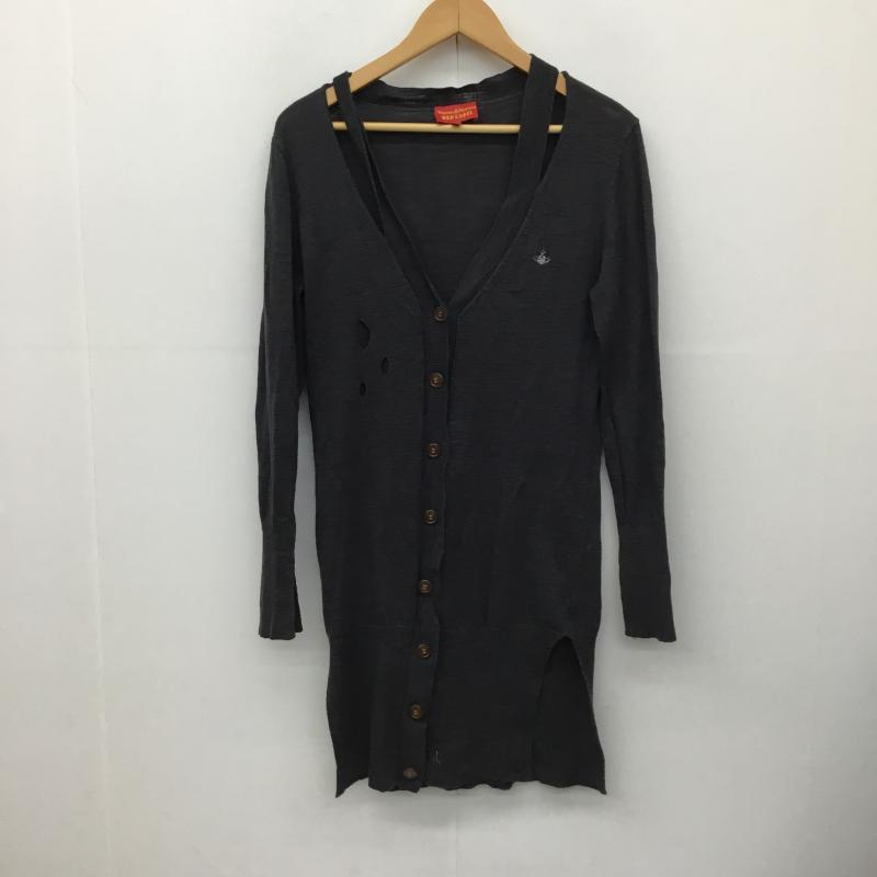 ヴィヴィアン ウエストウッド レッドレーベル Vivienne Westwood red label カーディガン 長袖 2 ロゴ、文字 チャコールグレー / チャコールグレー / レディース USED 古着 中古 10137587